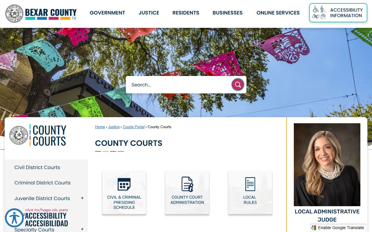 Bexar County court dockets county courts at law judge listing