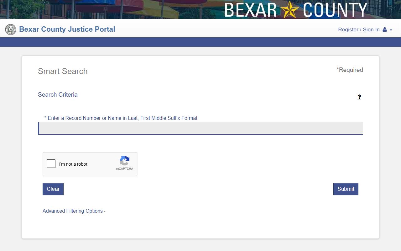 Bexar County court records Smart Search on the Justice Portal