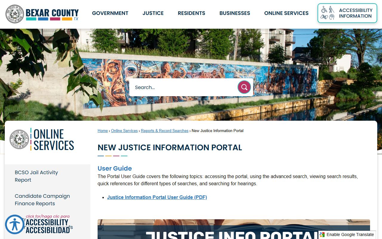 Bexar County court records Justice Information Portal county notice