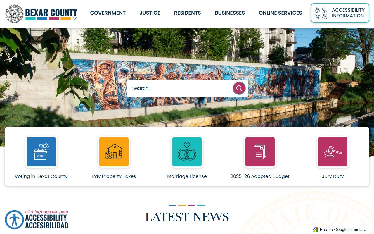 Bexar County court records on the official Bexar County homepage