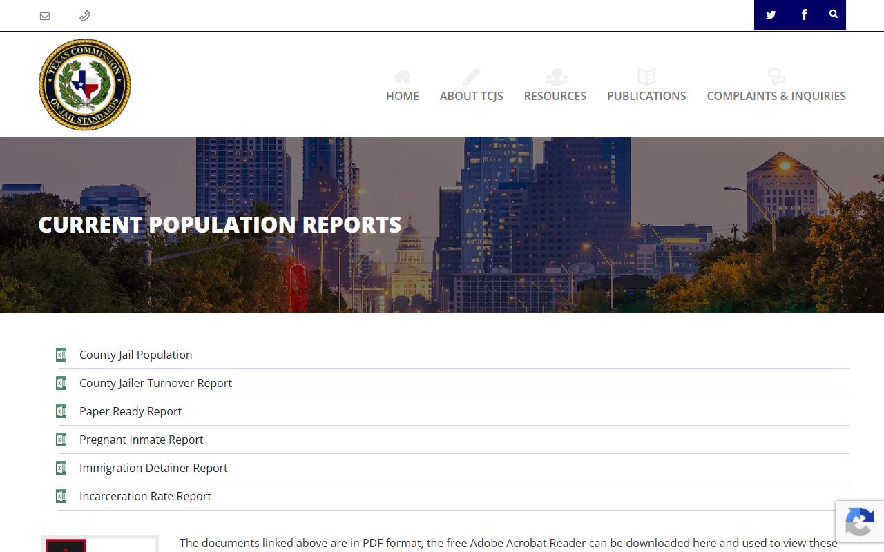Bexar County inmate population TCJS population reports page