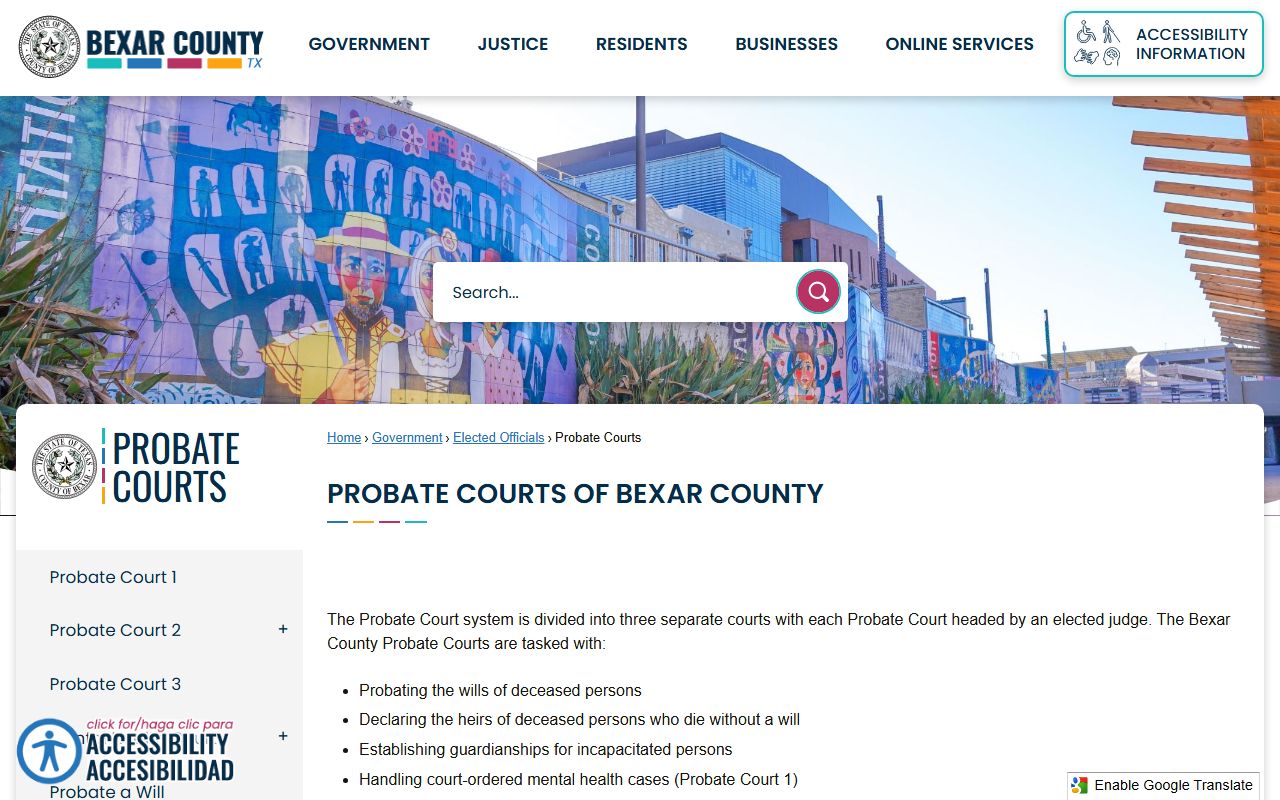 Bexar County probate records courts operational page