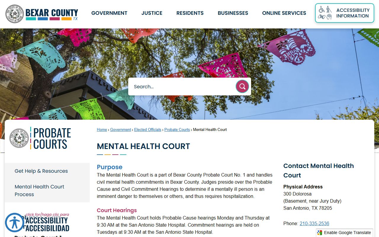 Bexar County probate records mental health court page