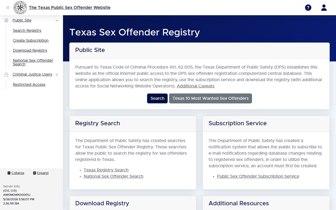 Bexar County released inmates Texas DPS sex offender registry search