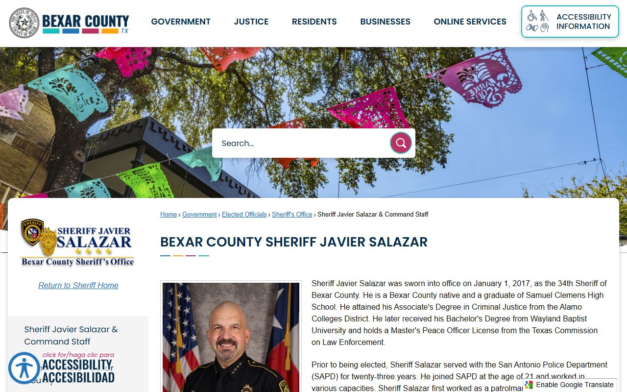 Bexar County traffic court records Sheriff command staff page
